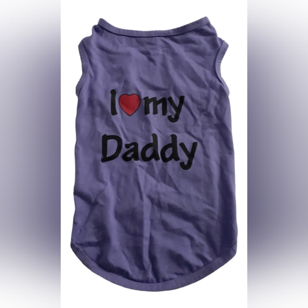 Small dog sz Large purple black I ❤ My Dad pet tshirt nwotgs